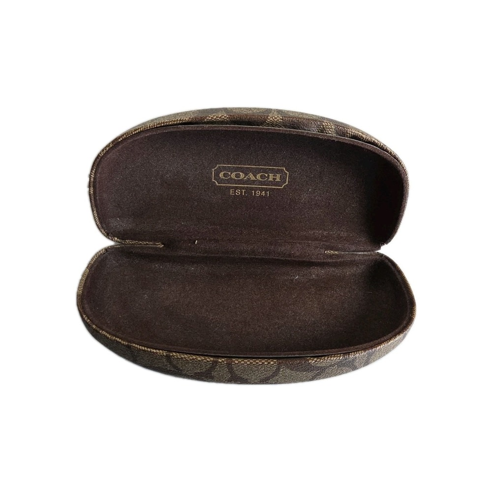 COACH Signature Monogram Brown Hard Sunglasses Eye Glasses Case Clamshell